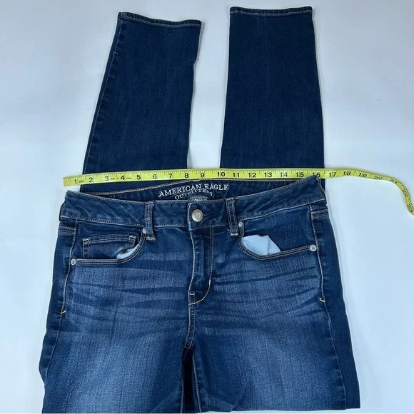 Y2K American Eagle Women’s Size 10 LONG Skinny Jeans Dark Wash Stretch #1217 - Picture 5 of 12